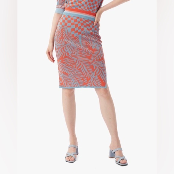 DVF DIANE VON FURSTENBERG Cruz Metallic Jacquard-Knit Mini Skirt NEW